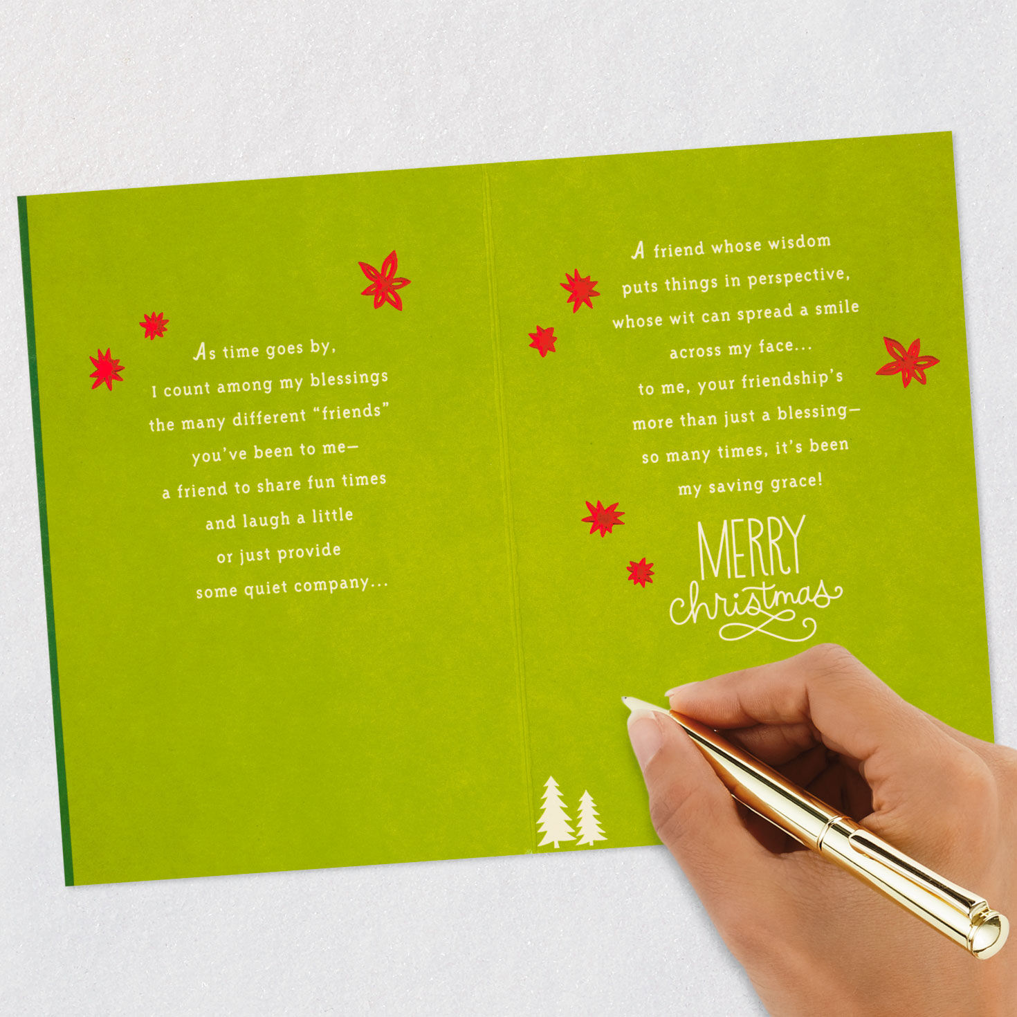 Cardinals and Poinsettias Christmas Card for Friend Signing card image number 7