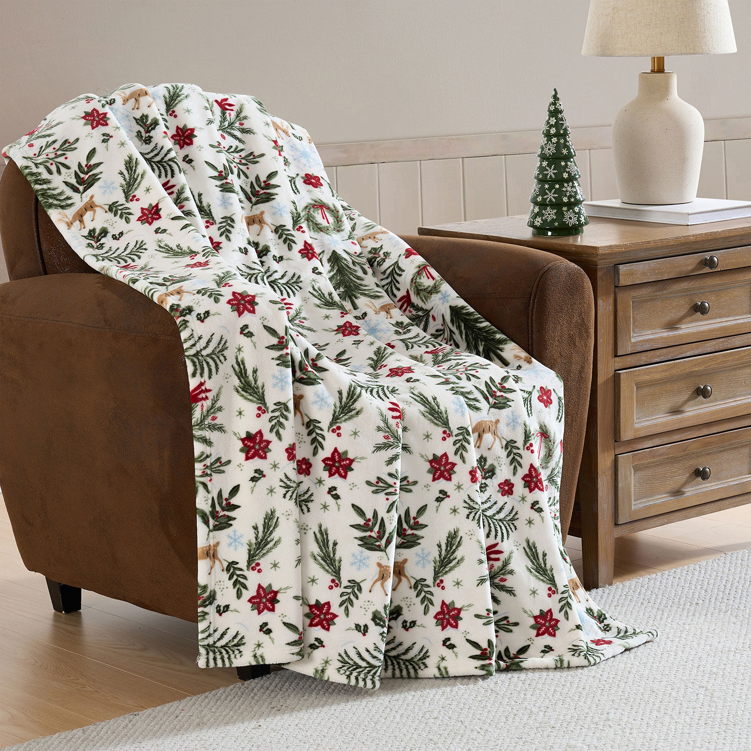 Hallmark Foliage Plush Throw - 50x70 in use image number 5