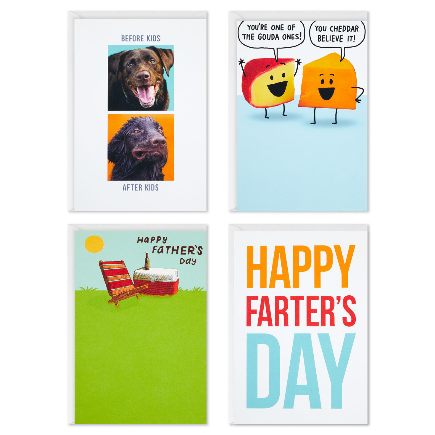 Punny Wishes Assorted Father's Day Cards, Pack of 4