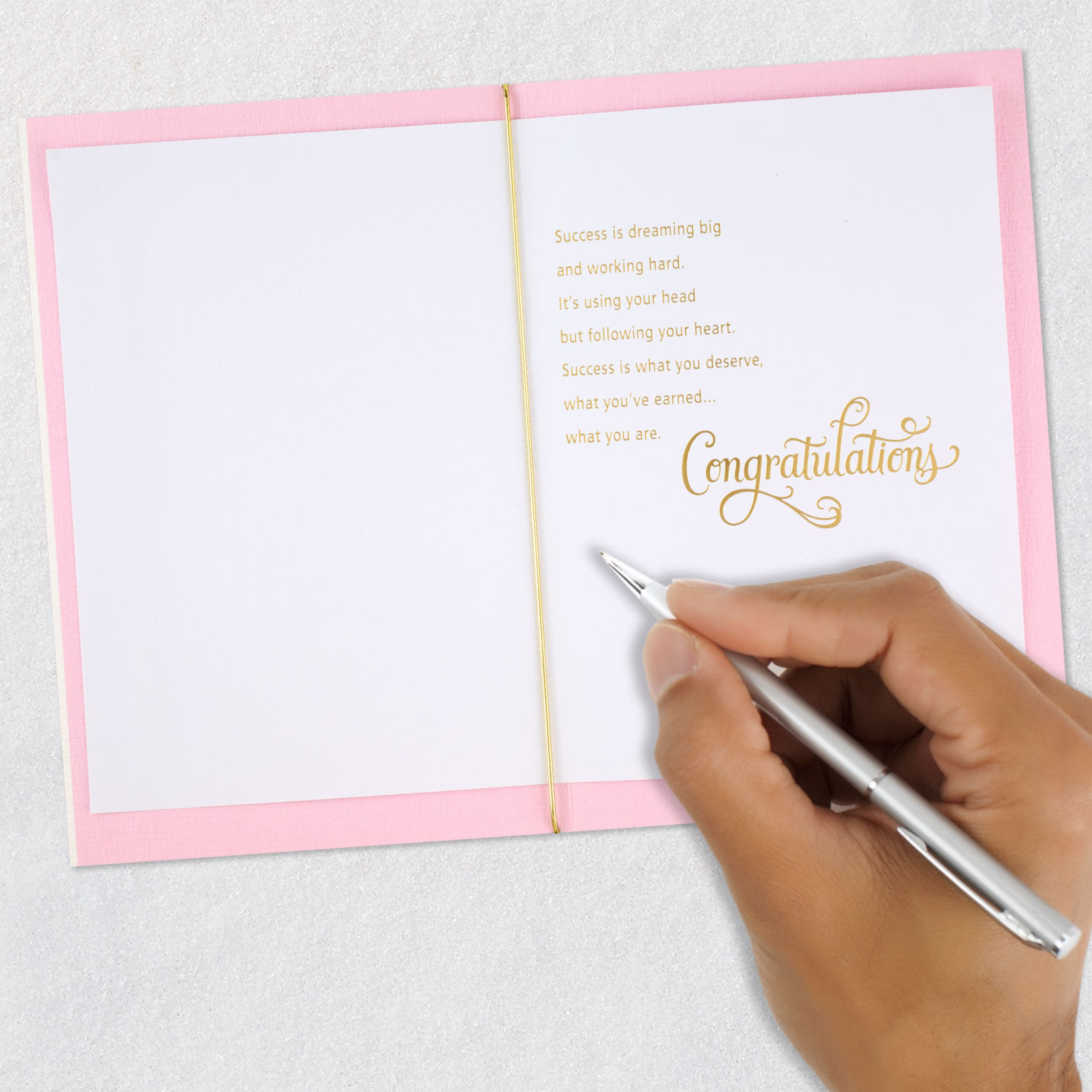 Pink and Gold Success Graduation Card for Woman Signing card image number 6