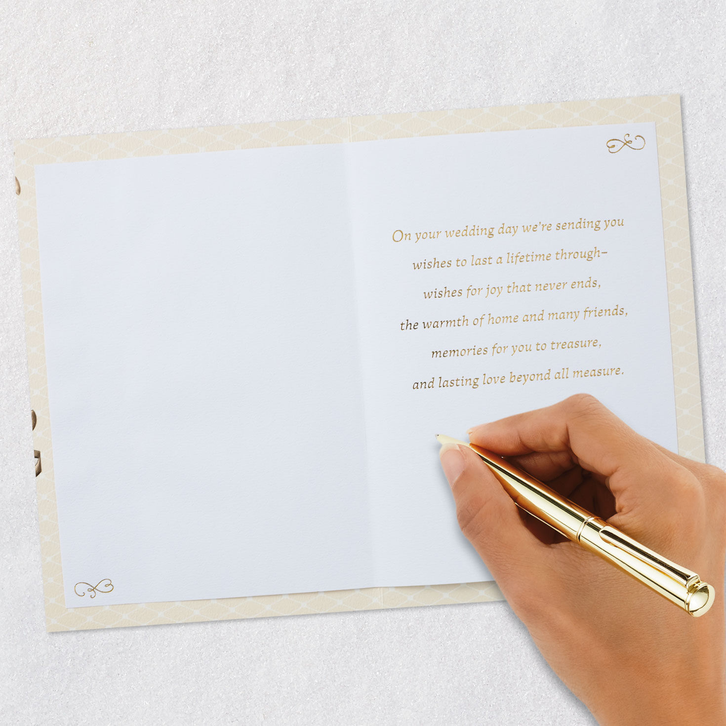 Sparkly Gold Flowers Wedding Card From Us Signing card image number 6