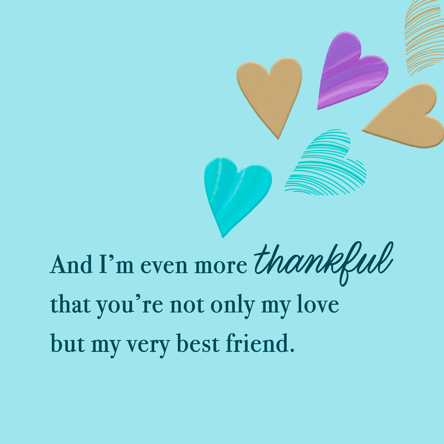 Colorful Hearts on Teal Romantic Sweetest Day Card Sentiment image number 3