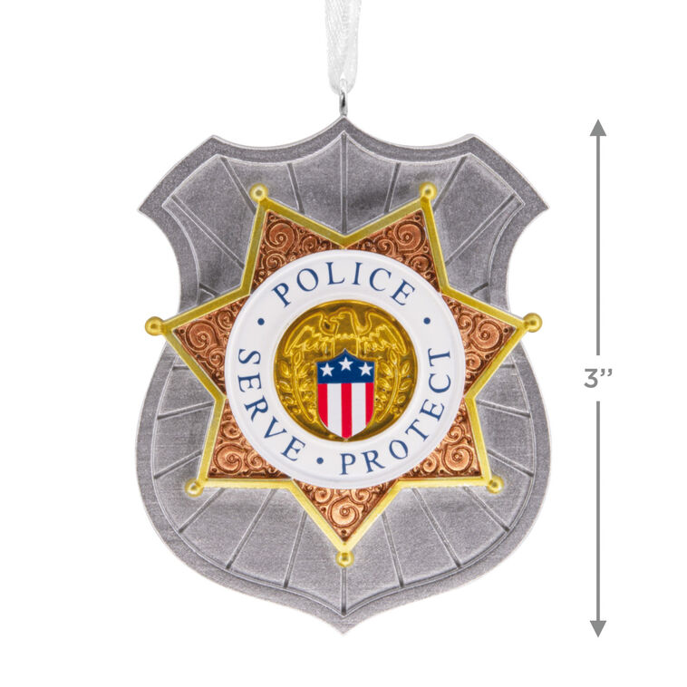 Police Badge Christmas Ornament measurement image number 3