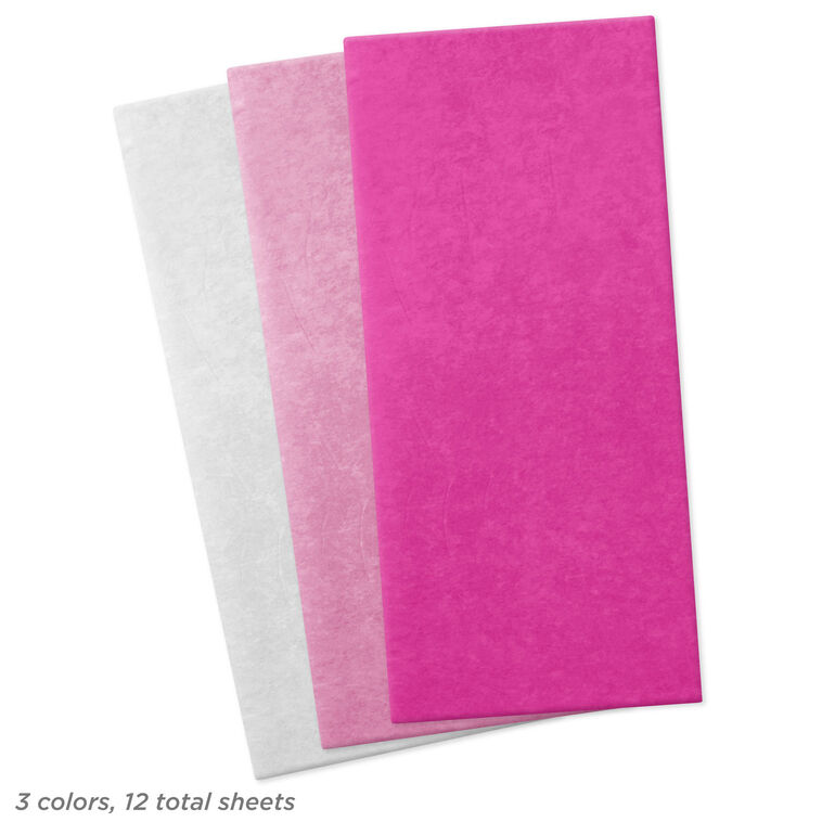 Pink Tissue Paper Ruffeled Light Pink, Hot Pink and White 3-Pack Assorted Tissue Paper, 12 sheets ...