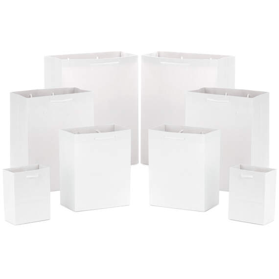 White Assorted Sizes 8-Pack Gift Bags
