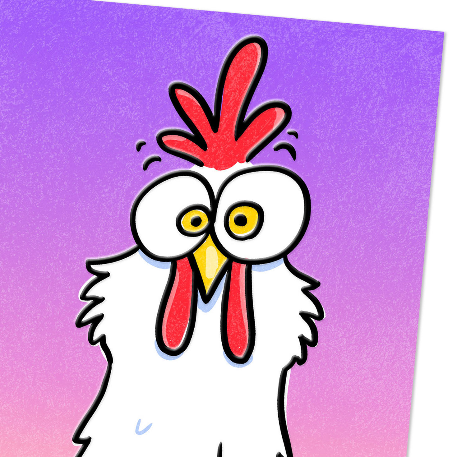 Startled Chicken on Purple Ombre Easter Card Card Front Detail image number 4