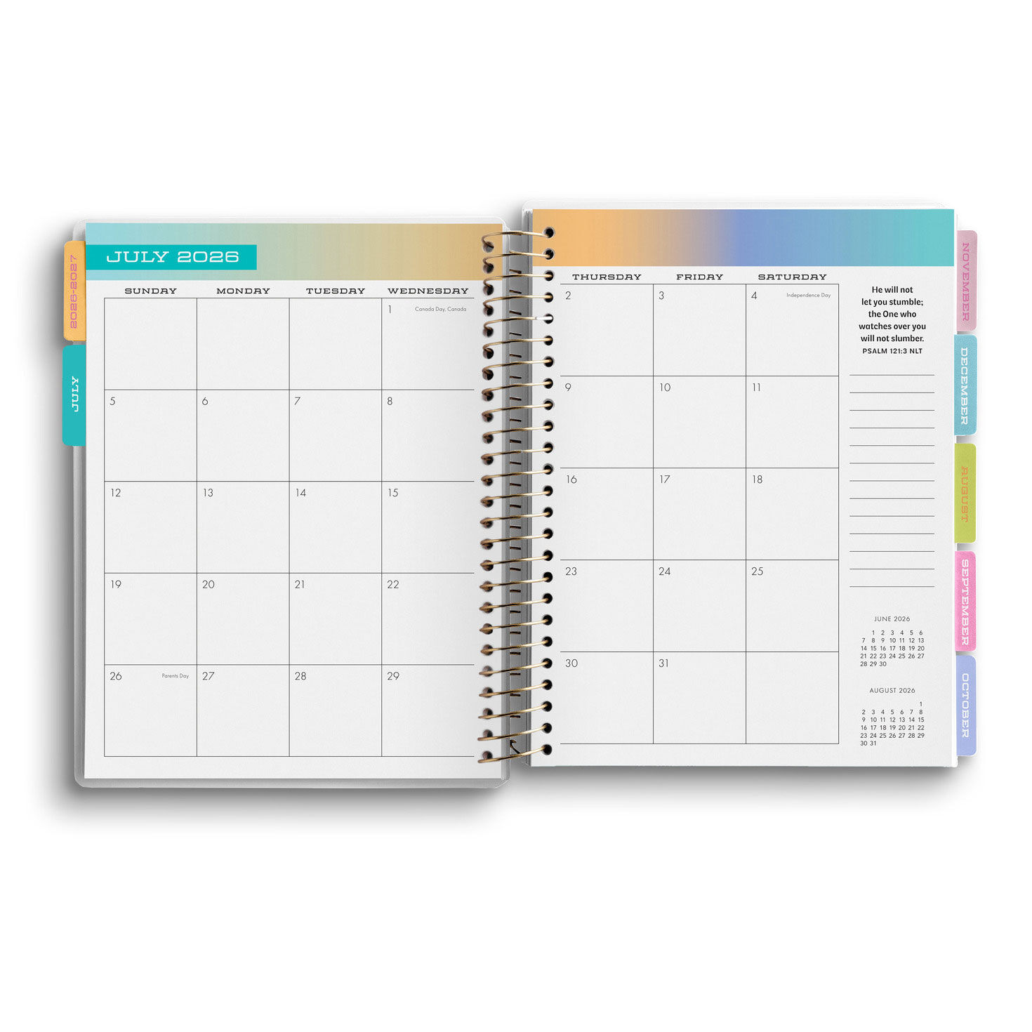 26-27 Bright Ombr&eacute; Planner With Bible Verses inside spread image number 4