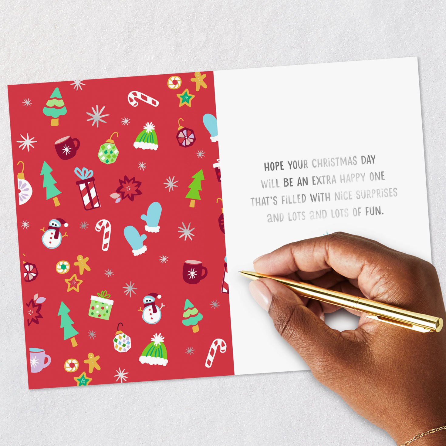 Festive Icons Red Christmas Card for Kid Cousin Signing card image number 6