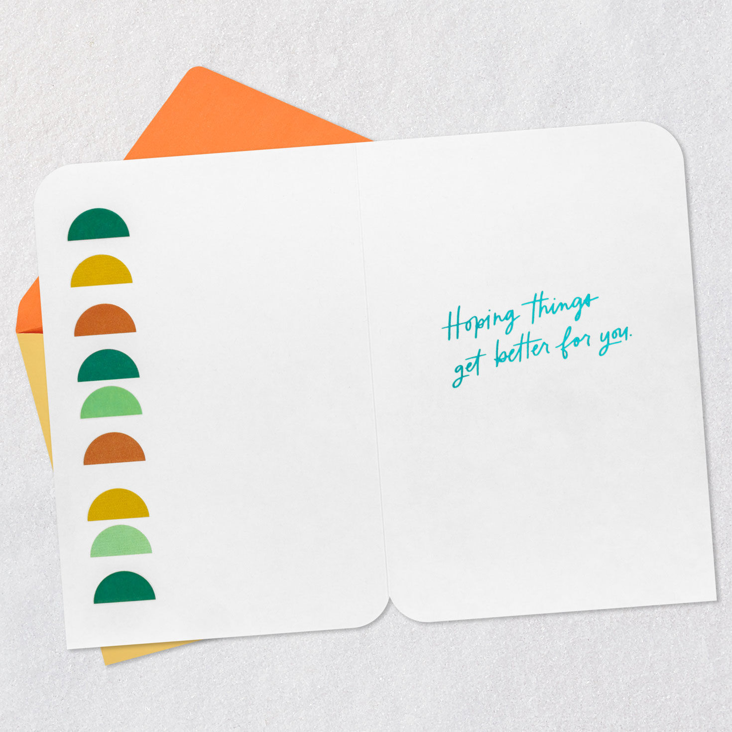 Green, Yellow and Orange Semicircles Get Well Card Open card with envelope image number 3