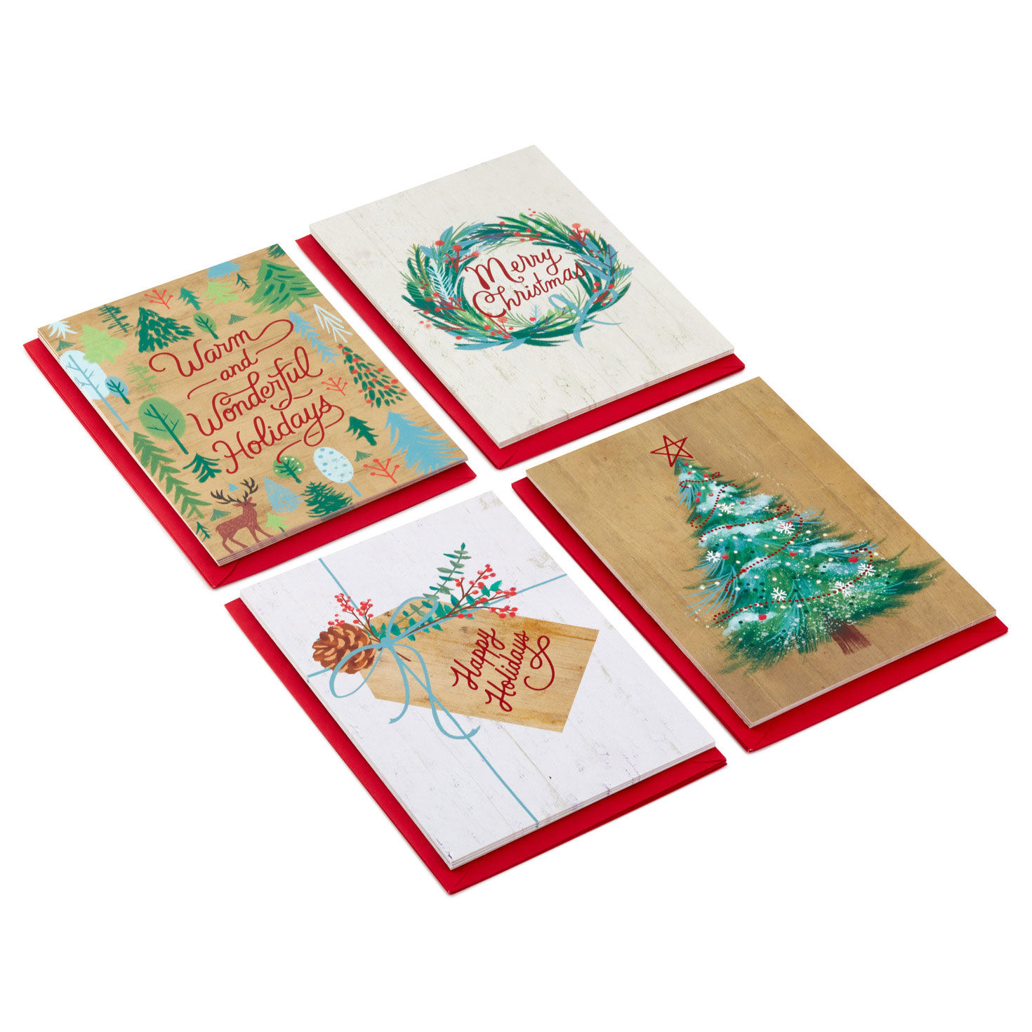 Rustic Happy Holidays Assorted Christmas Cards, Box of 16