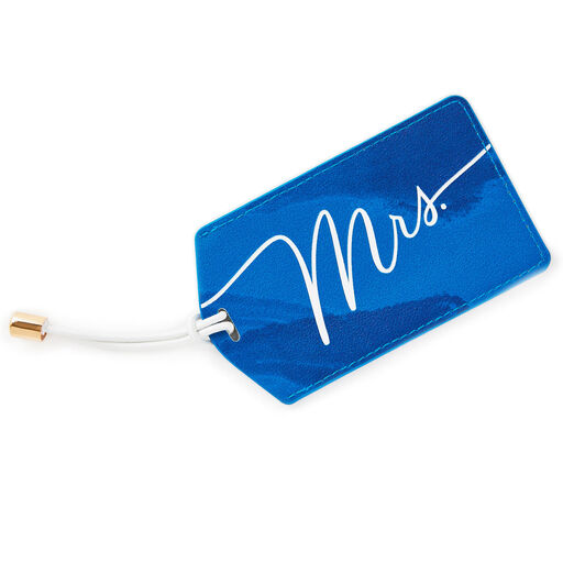 Mrs. Blue Faux Leather Luggage Tag, 