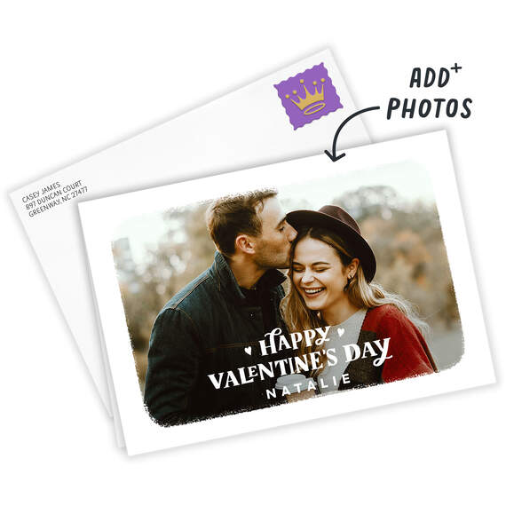White Frame Horizontal Folded Valentine's Day Photo Card, , large image number 2