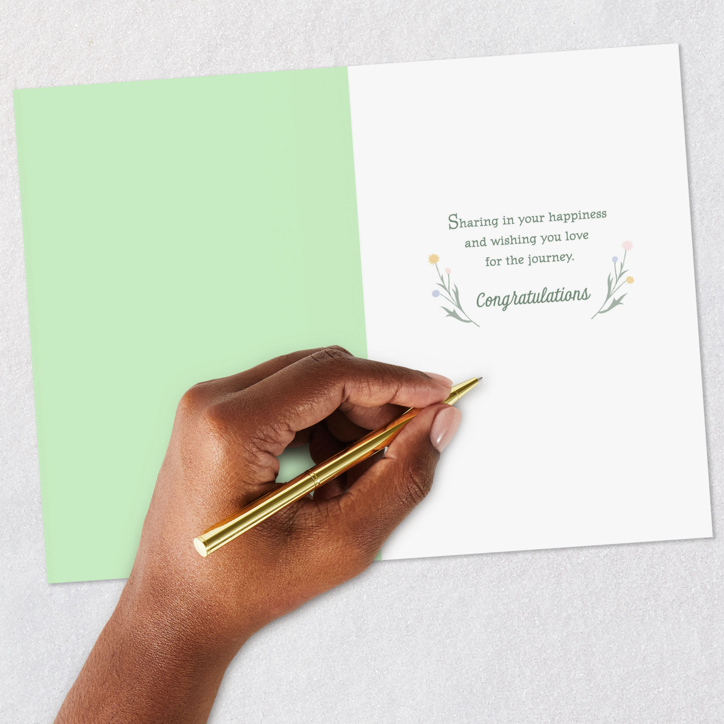 Gold Carriage Mint Green New Baby Congrats Card Signing card image number 6