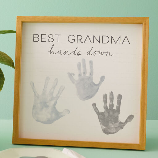 Best Grandma Hands Down Wood Sign Handprint Kit, 