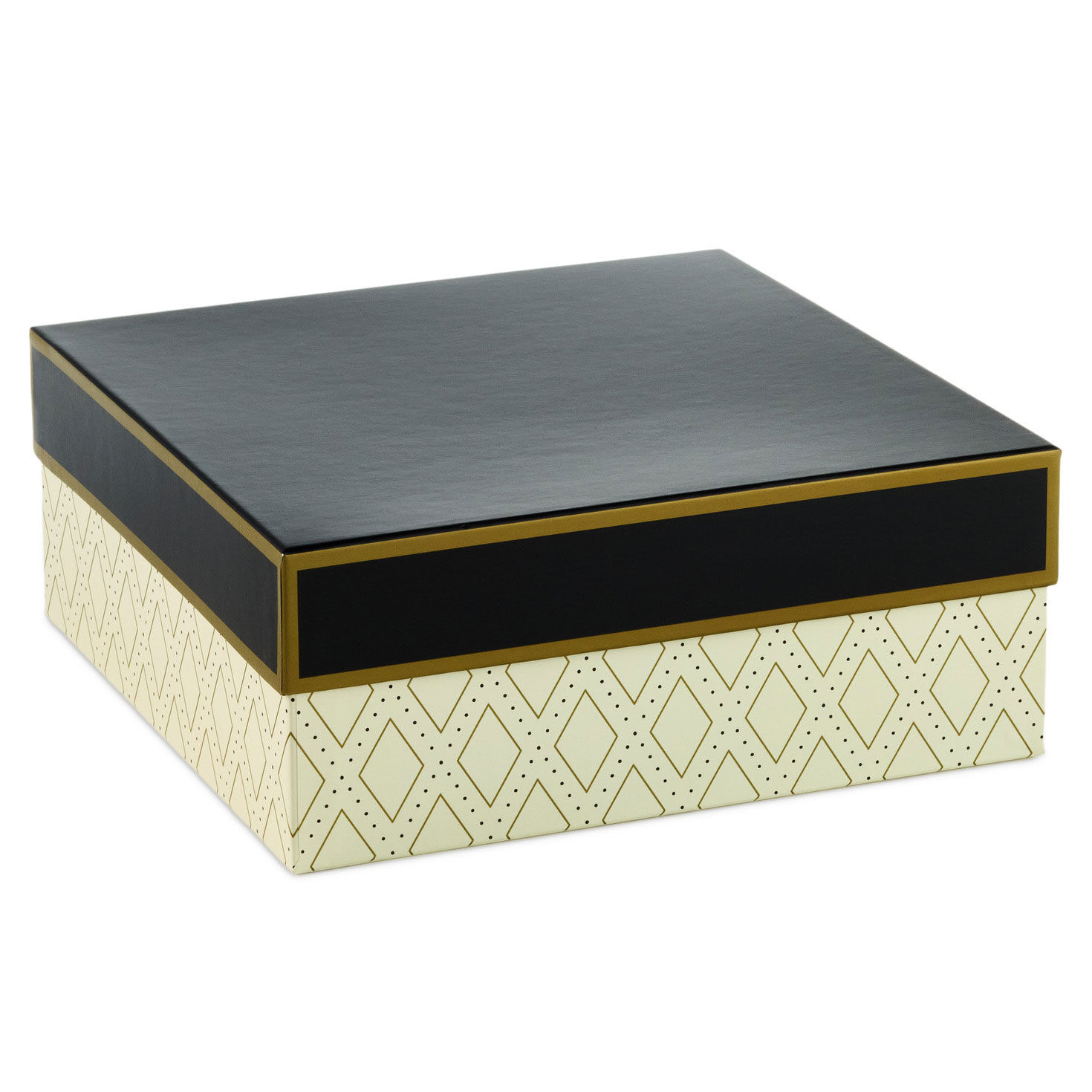 10" Square Gold Diamonds on Cream Gift Box