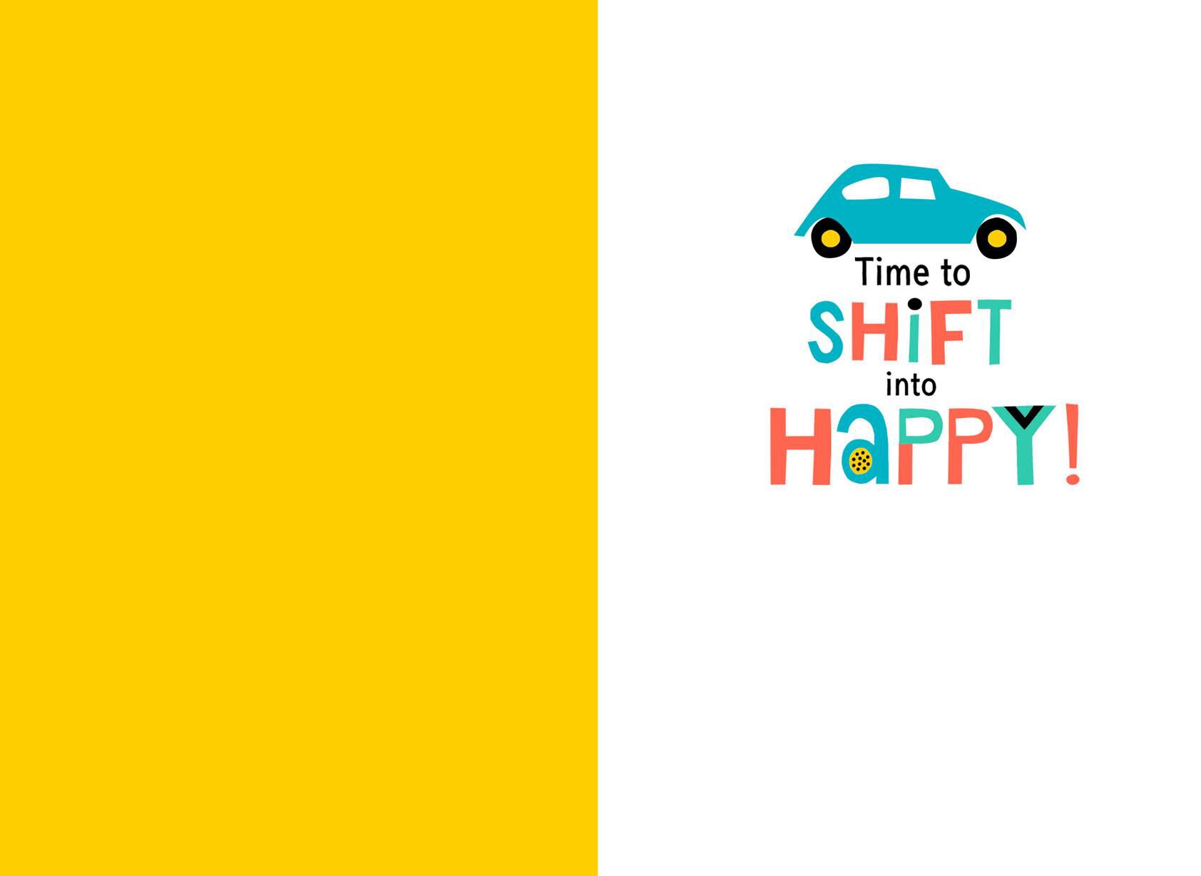 Shift Into Happy New Car Congratulations Card