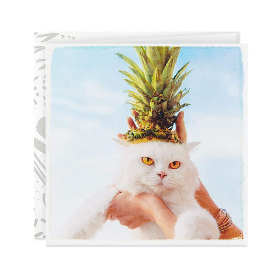 Believe in Yourself Cat in Pineapple Hat Birthday Card, , large image number 1