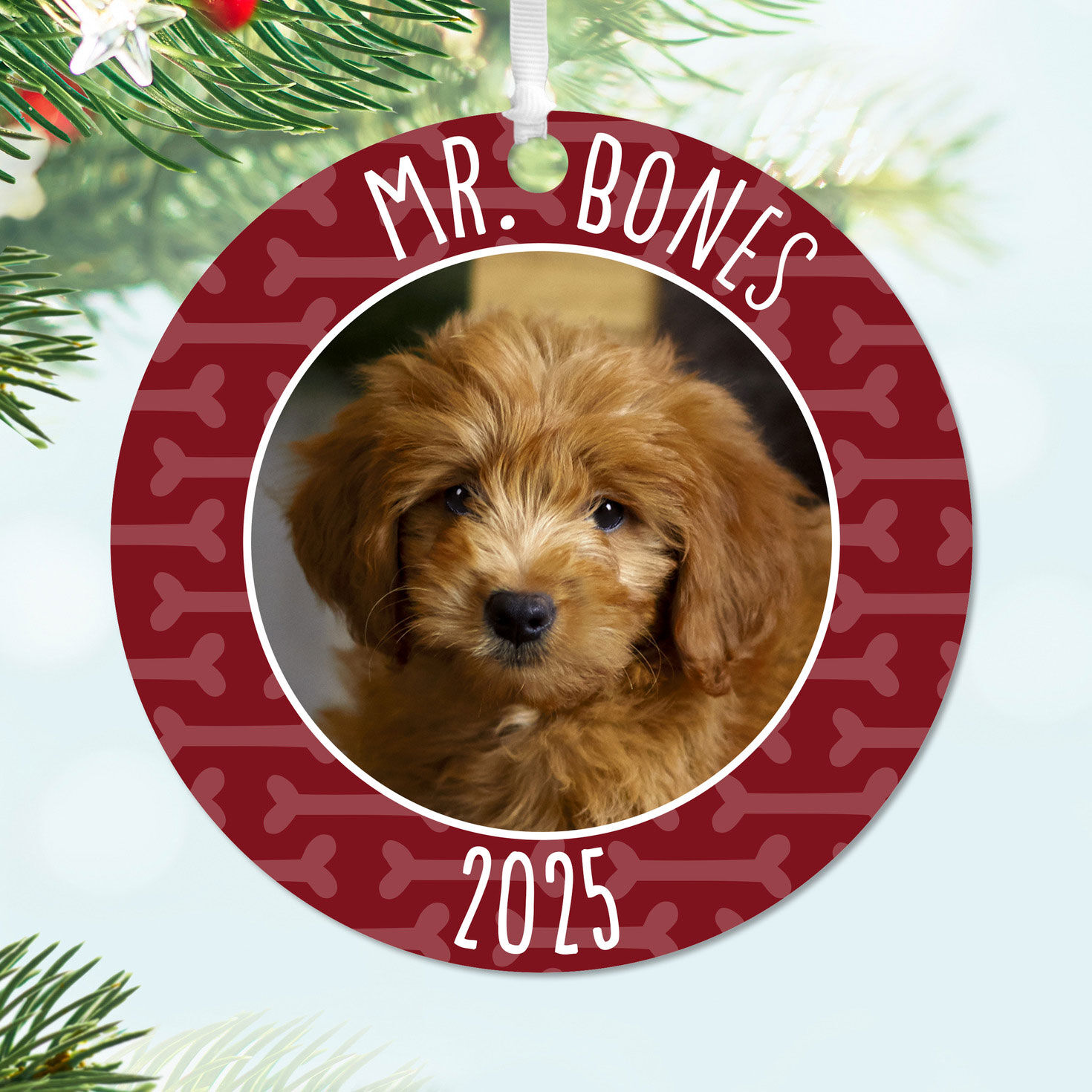 Pet Round Metal Personalized Ornament, Custom Photo and Text, , large image number 2