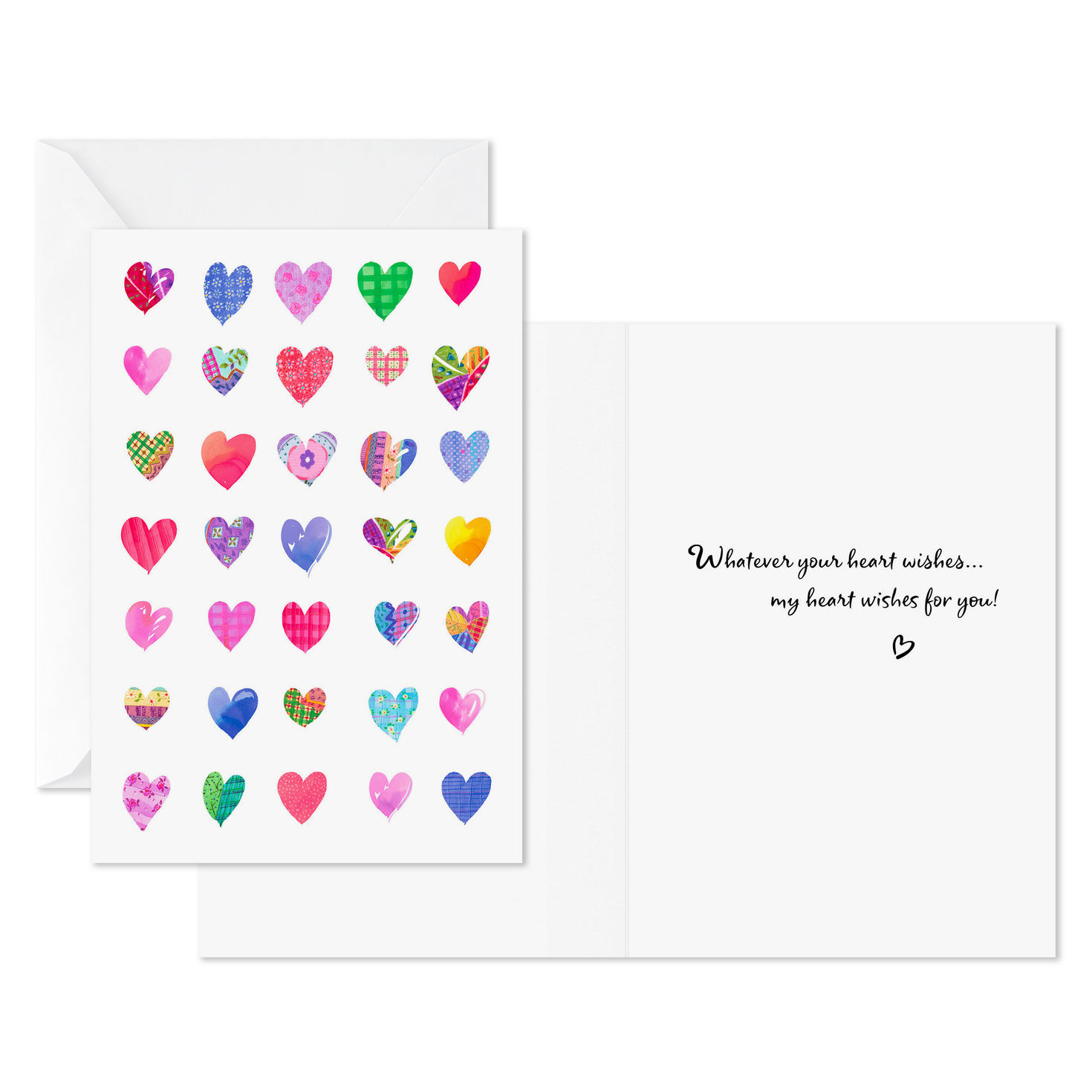 Watercolor Hearts Valentine's Day Card Pack Card Front with Sentiment image number 2