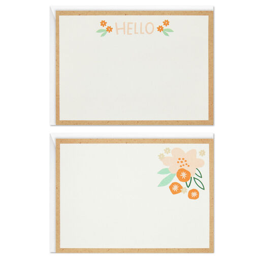 Ivory Floral Flat Note Cards in Caddy, Box of 40, 