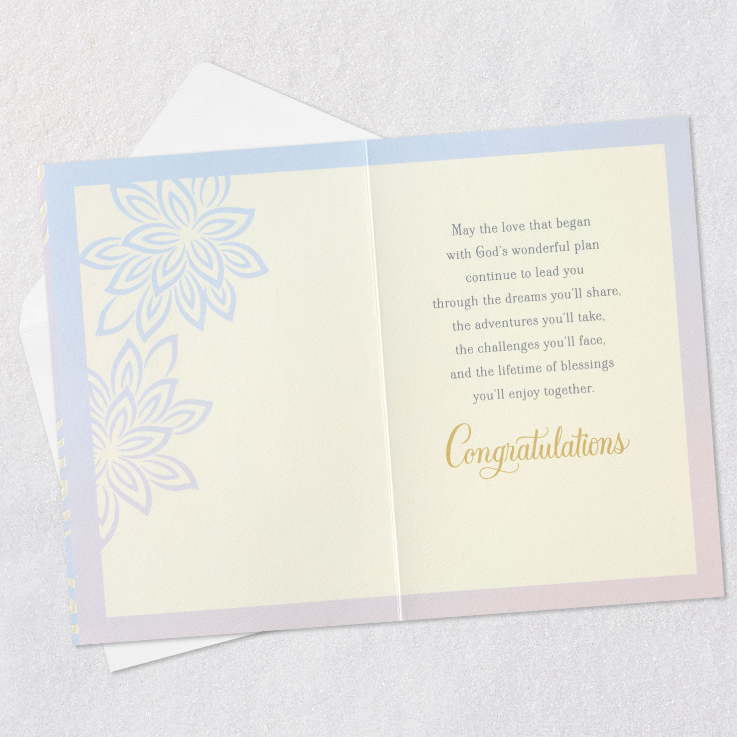 Heart and Flowers Wedding Card With Scripture Open card with envelope image number 3