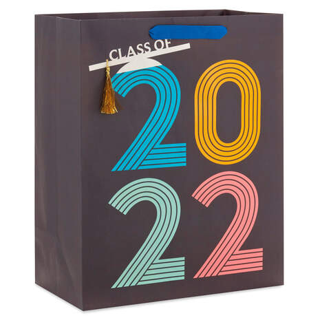 13" Class of 2022 on Black Large Graduation Gift Bag, , large