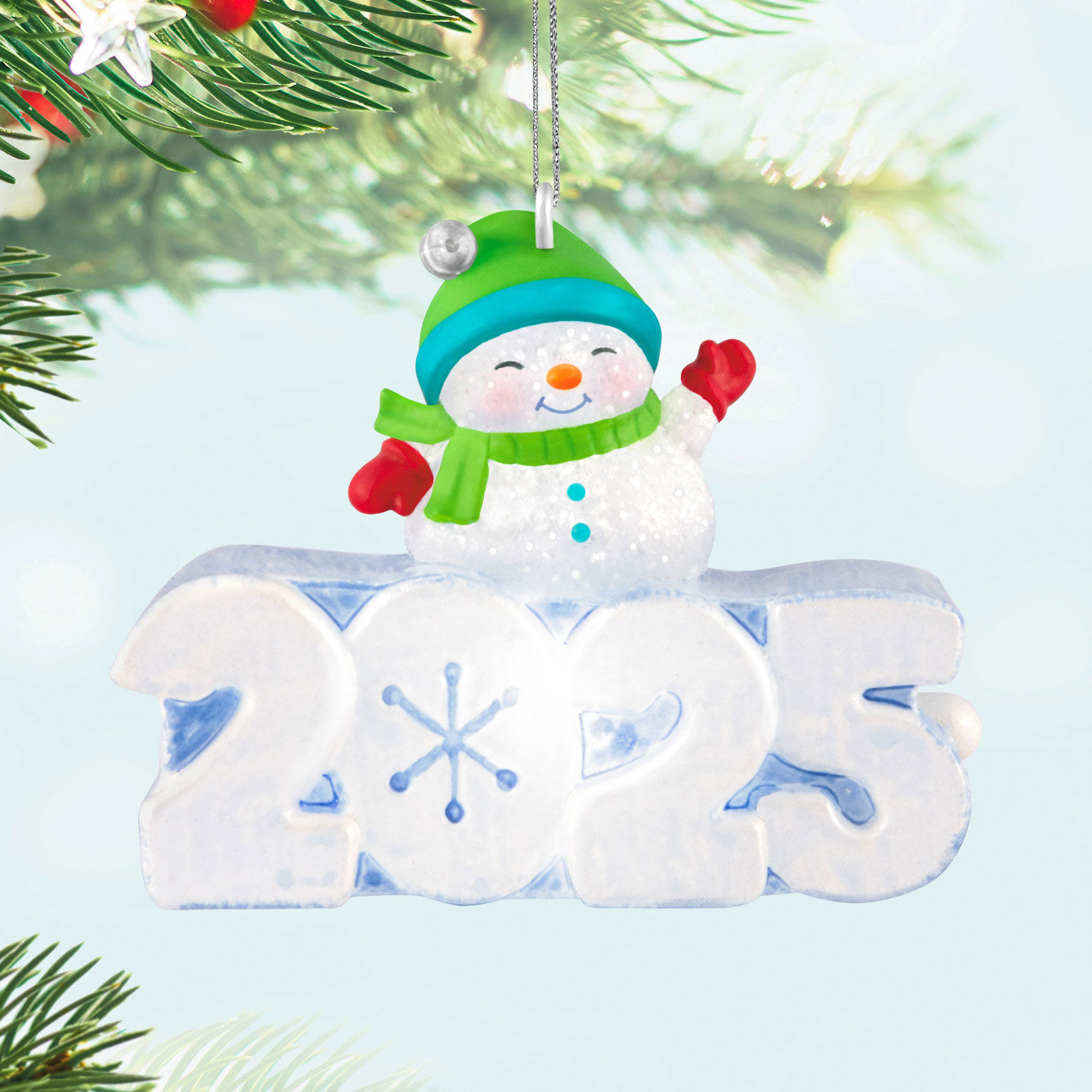 Mini A Snowy 2025 Ornament With Light, 1.25