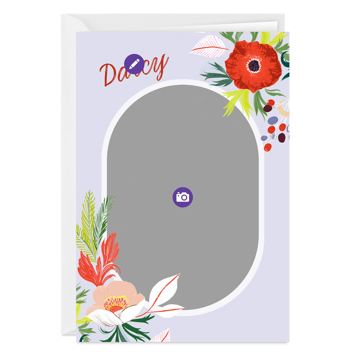 Bright Flowers and Oval Frame Folded Photo Card  image number 3