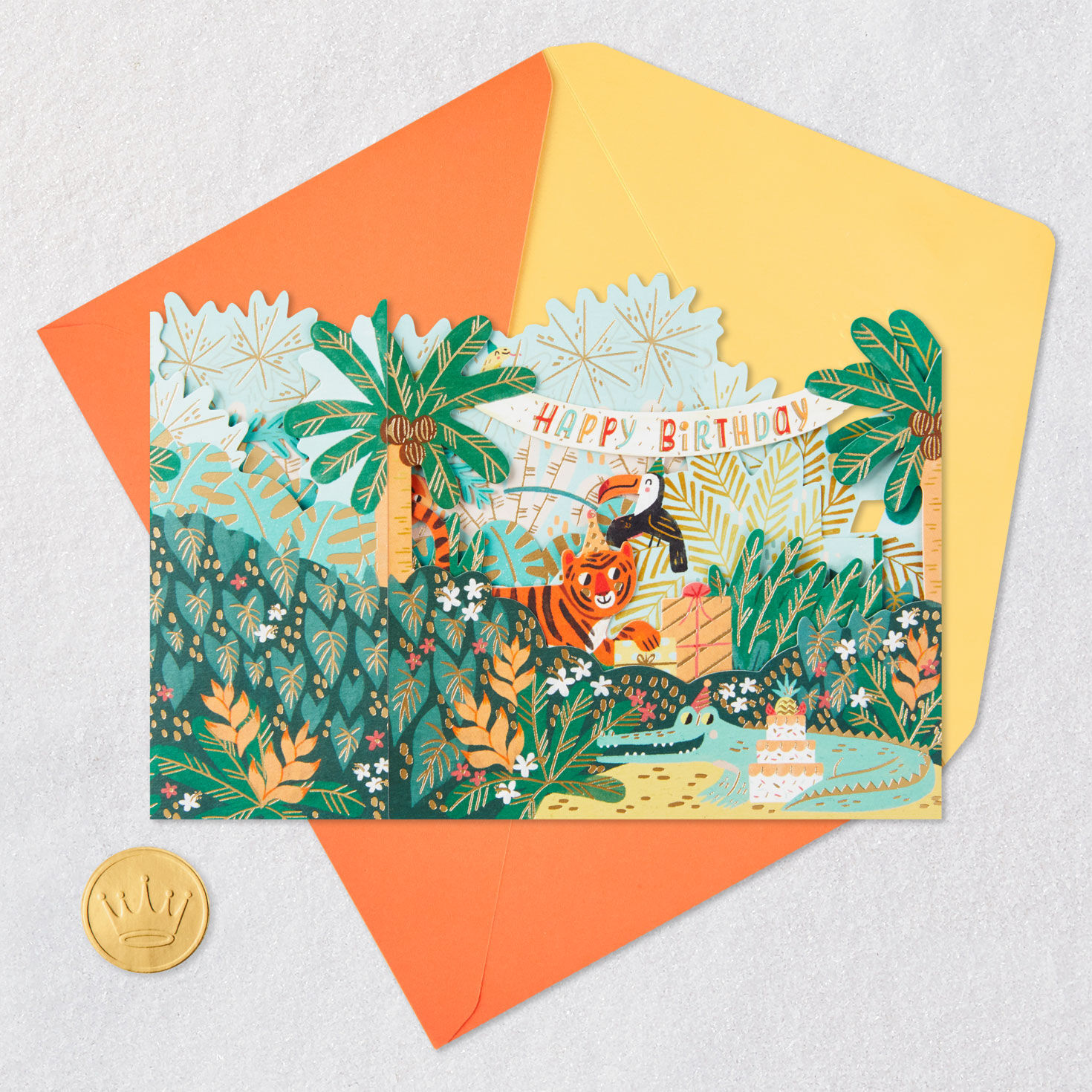 Go Wild Jungle Animals 3D Pop-Up Birthday Card for Kids, , large image number 5