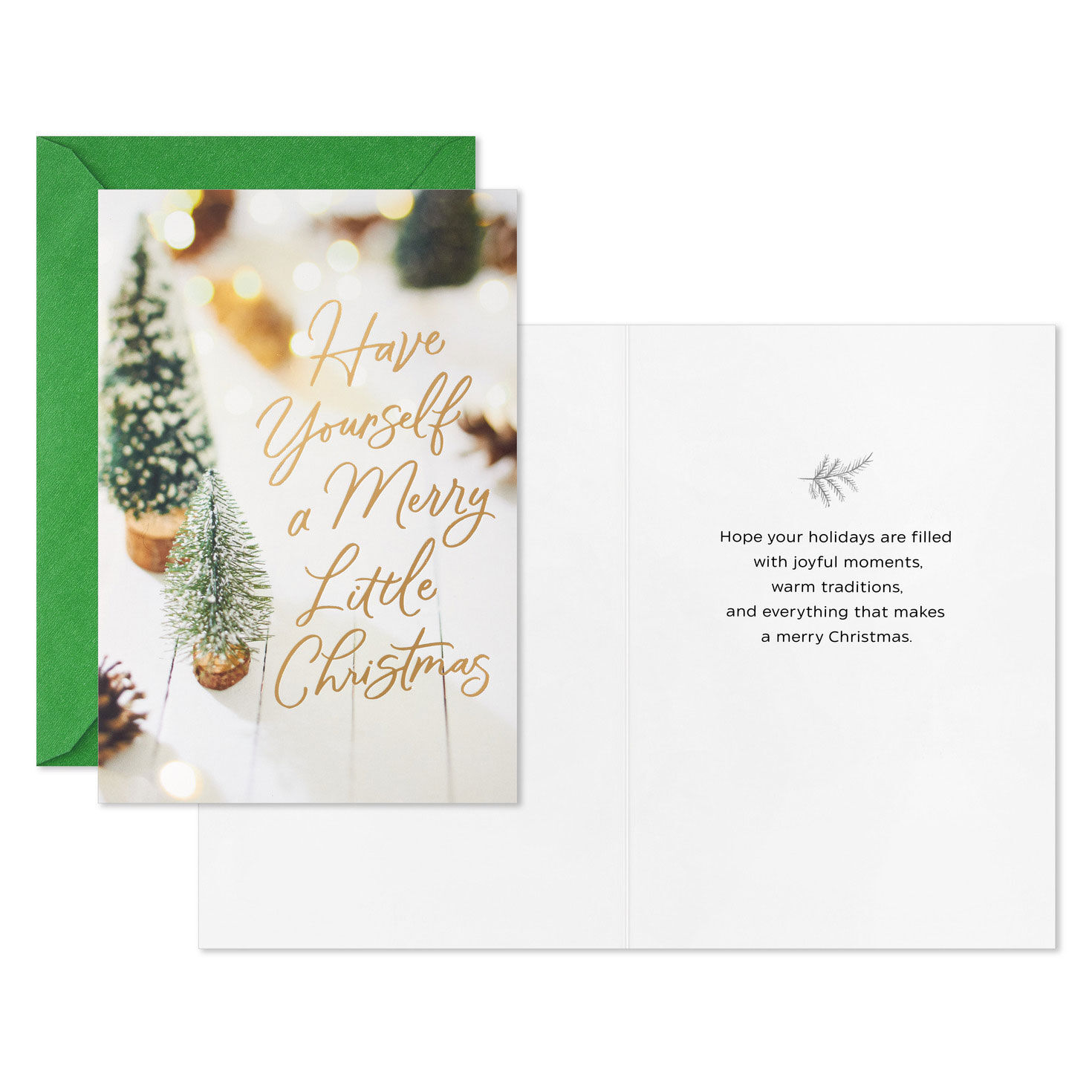 Pinecone and Snow Christmas Cards Bulk Pack Card Front with Sentiment image number 4
