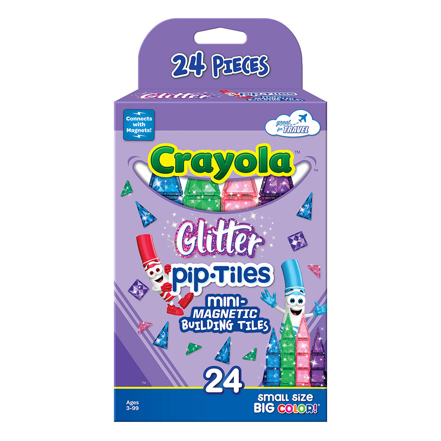 Crayola Magnetic Glitter Mini Pip-Tiles Set, 24 pieces