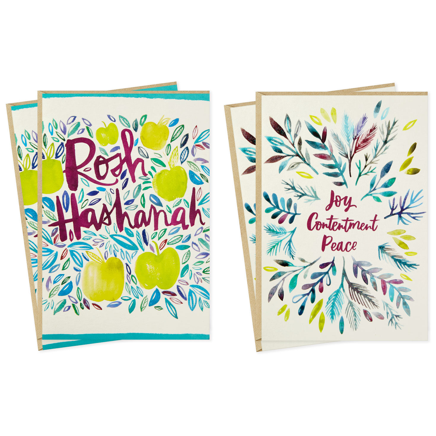 Apples and Leaves Rosh Hashanah Cards, Pack of 6