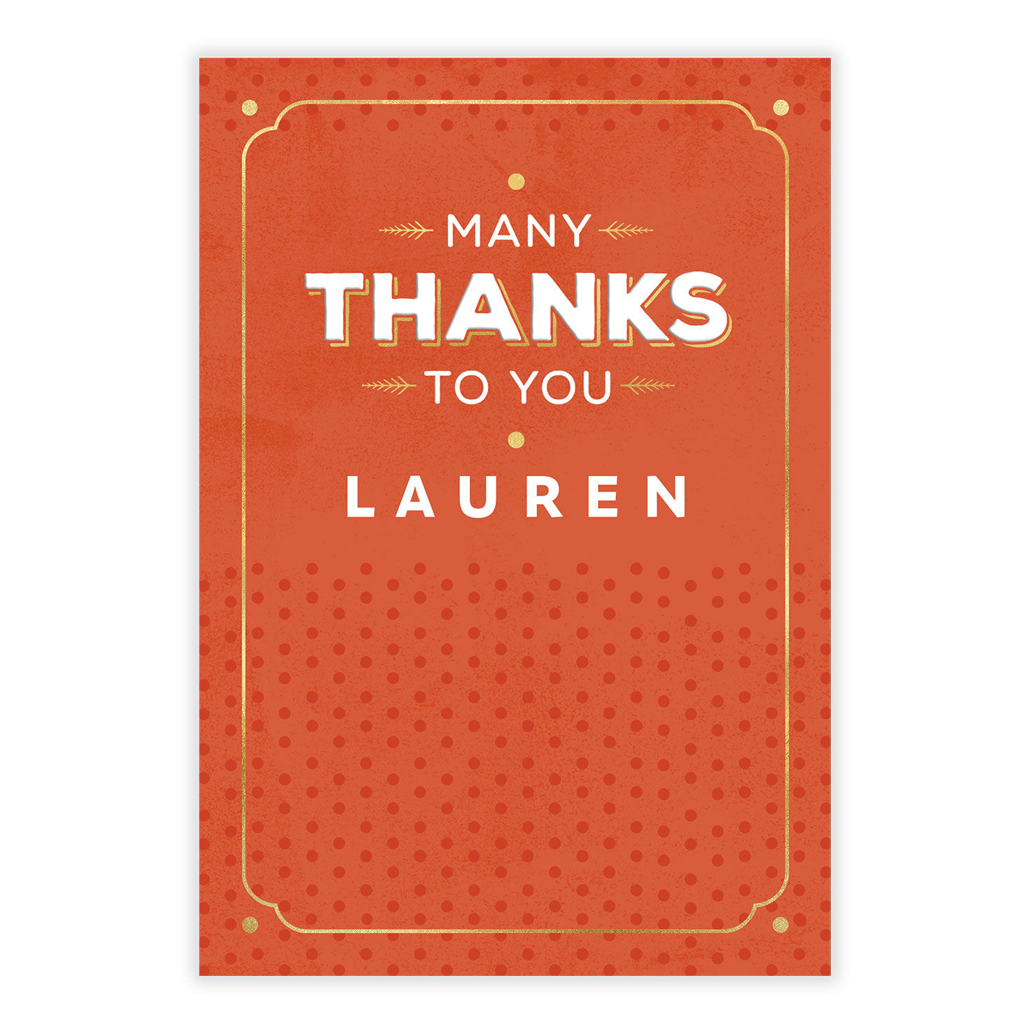 Personalized Orange and Gold Thank-You Card  image number 2