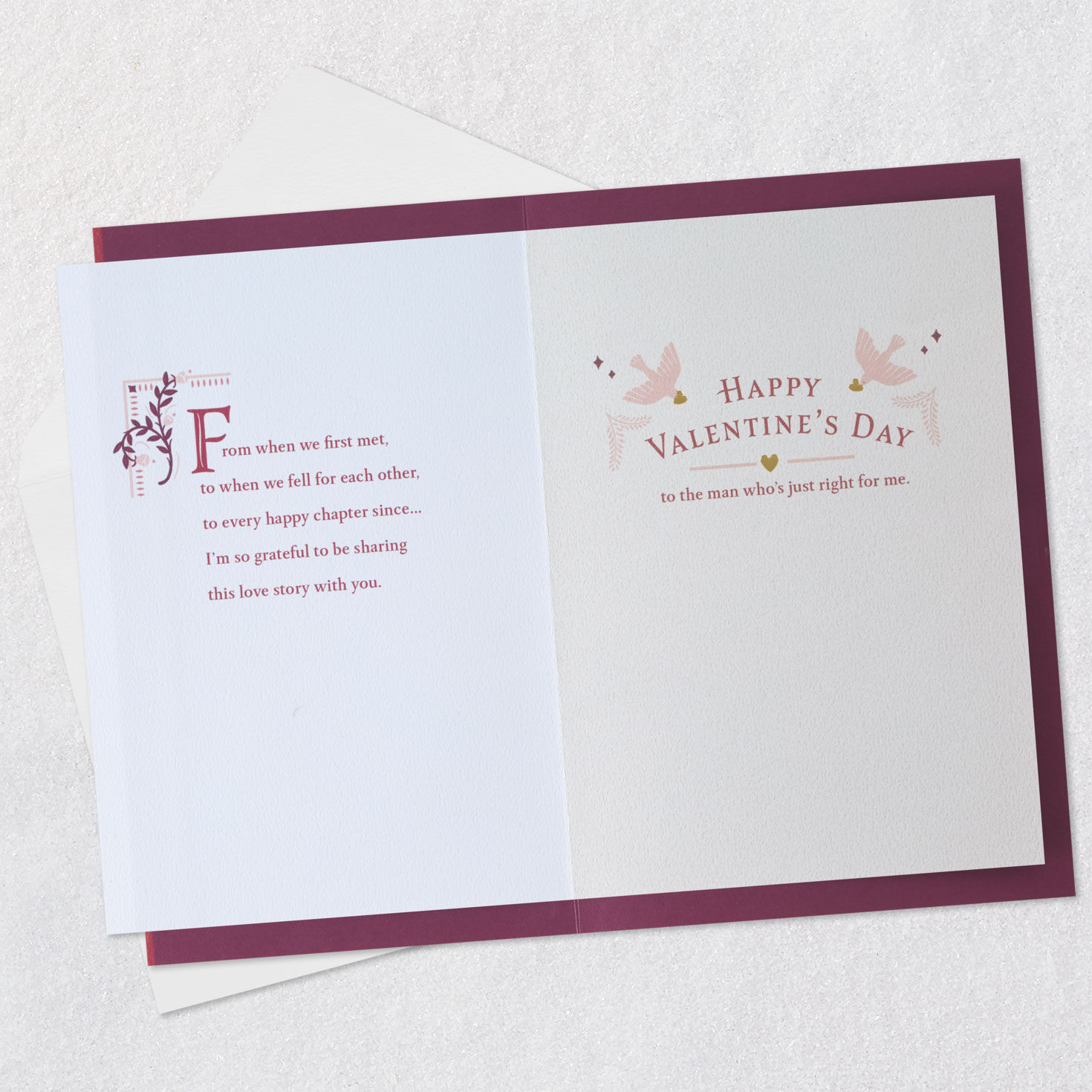 Fairytale Romance Man to Man Valentine's Day Card Open card with envelope image number 4