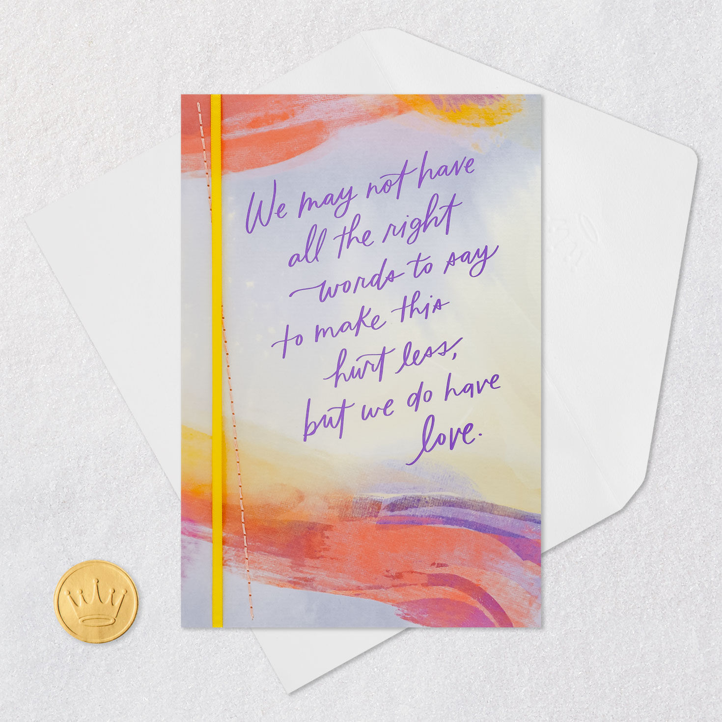 Watercolor Red and Purple Sympathy Card from Group Card Front with Envelope and Gold Seal image number 5