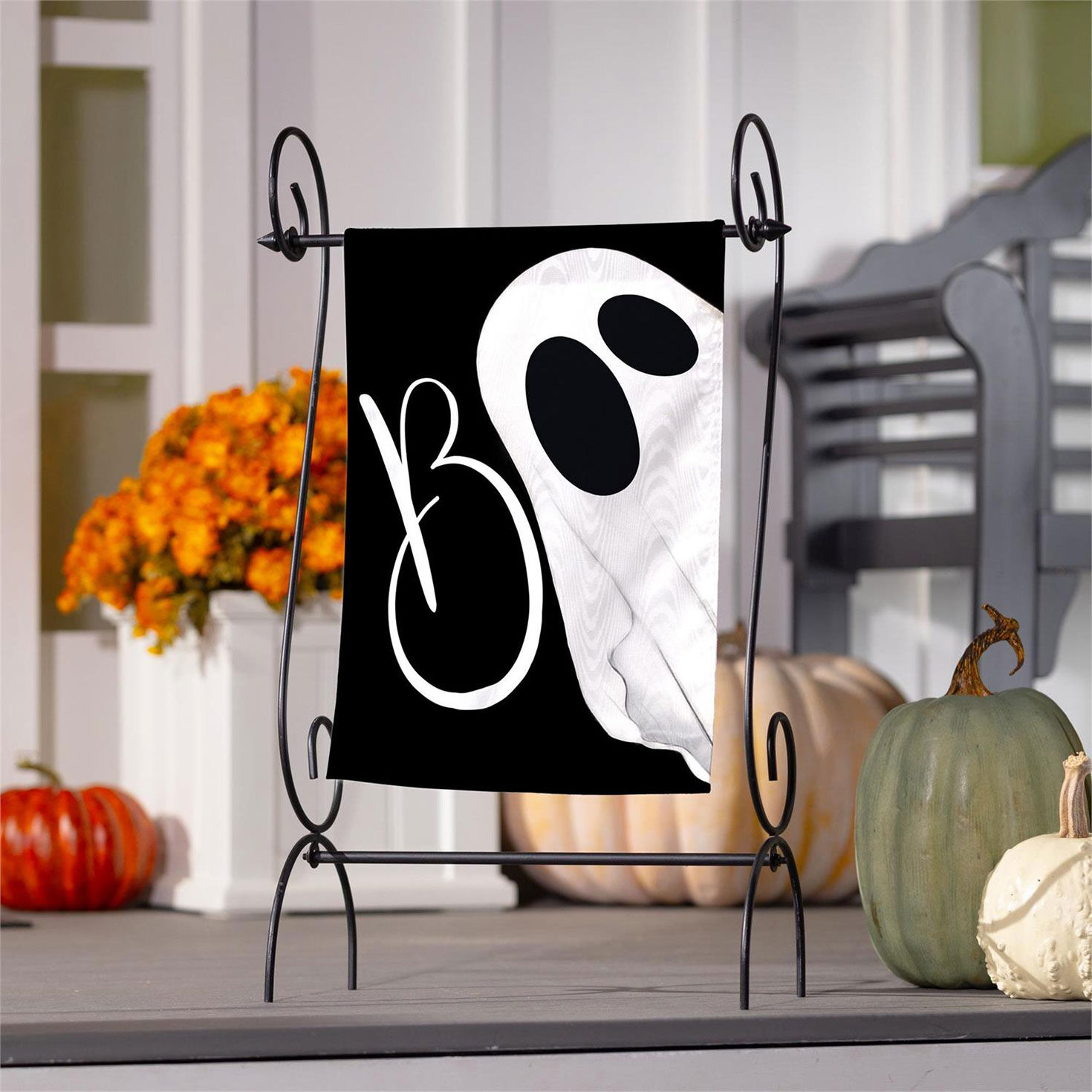 Evergreen Boo Ghost Garden Flag
