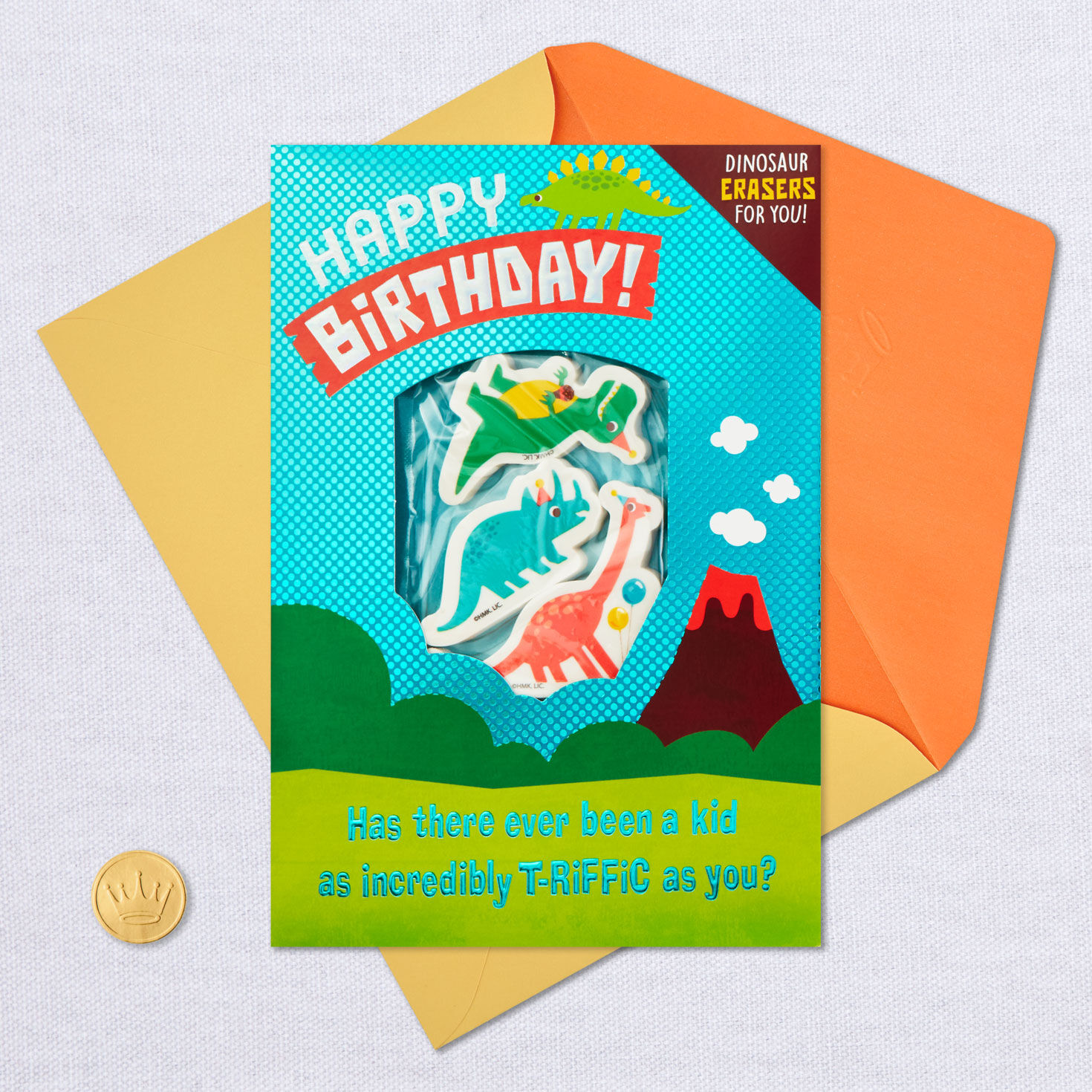 T-Riffic Kid Birthday Card With Dinosaur Erasers for only USD 6.59 | Hallmark