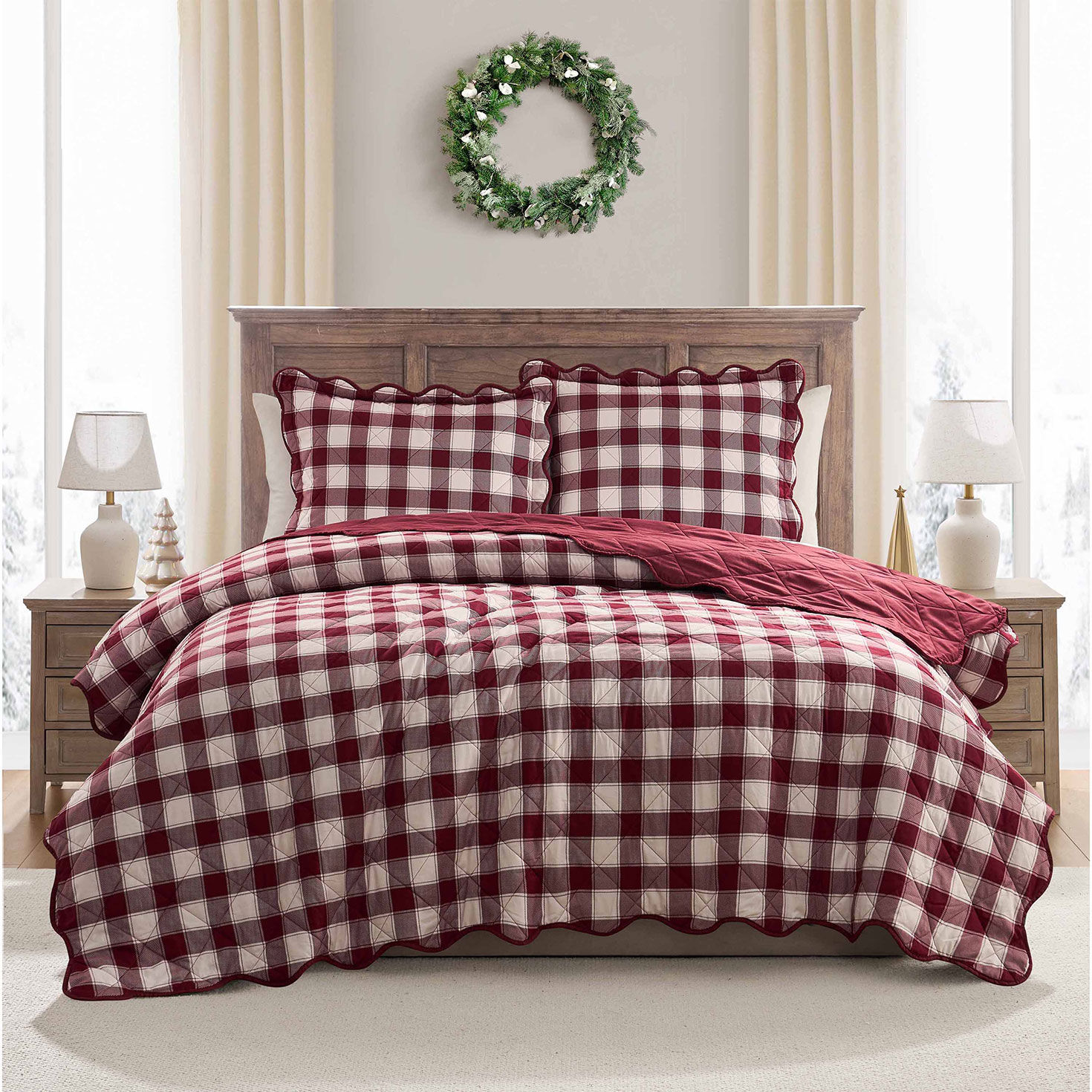 Hallmark Checkered Bliss Scalloped Reversible 3pc. Quilt Set, , large image number 5