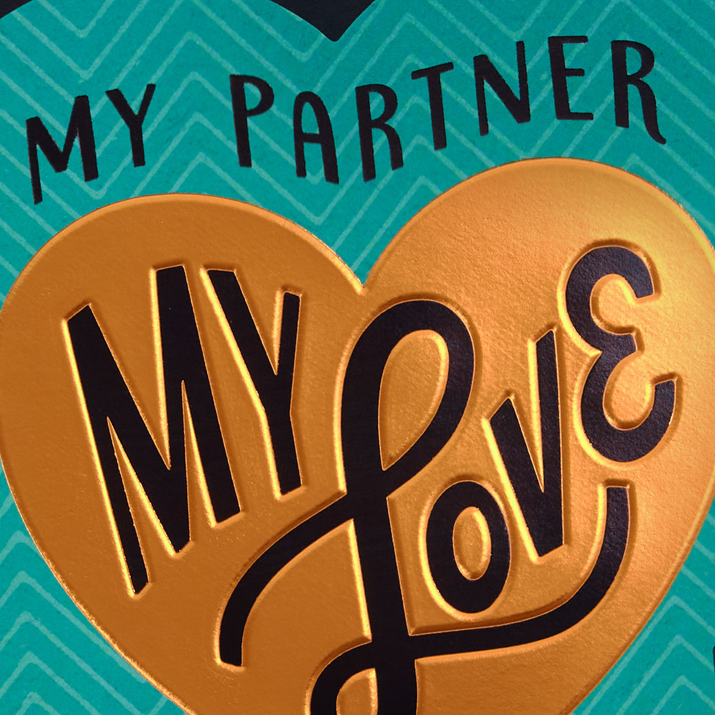 Copper Heart on Blue Romantic Love Card  image number 4