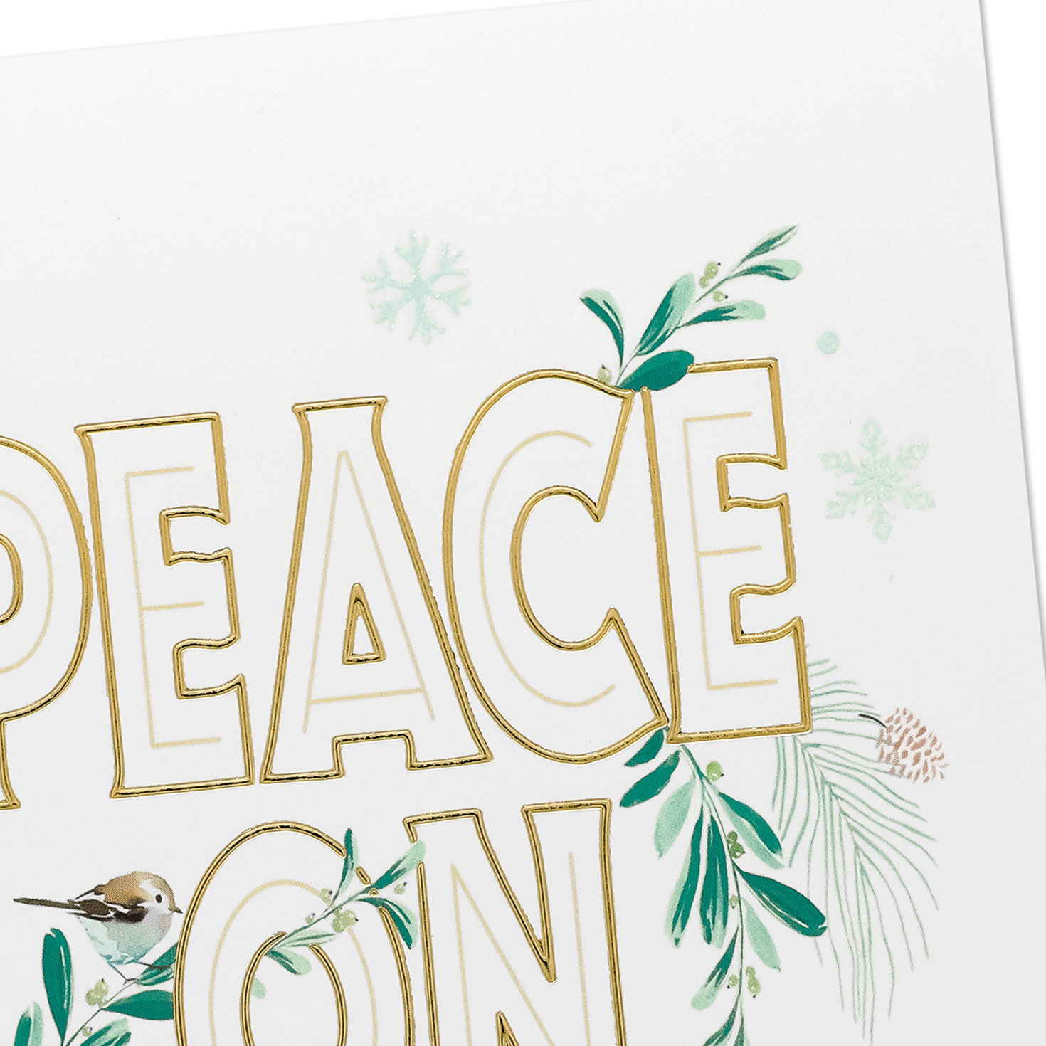 Greenery and Birds Peace Boxed Christmas Cards Cover Detail image number 5