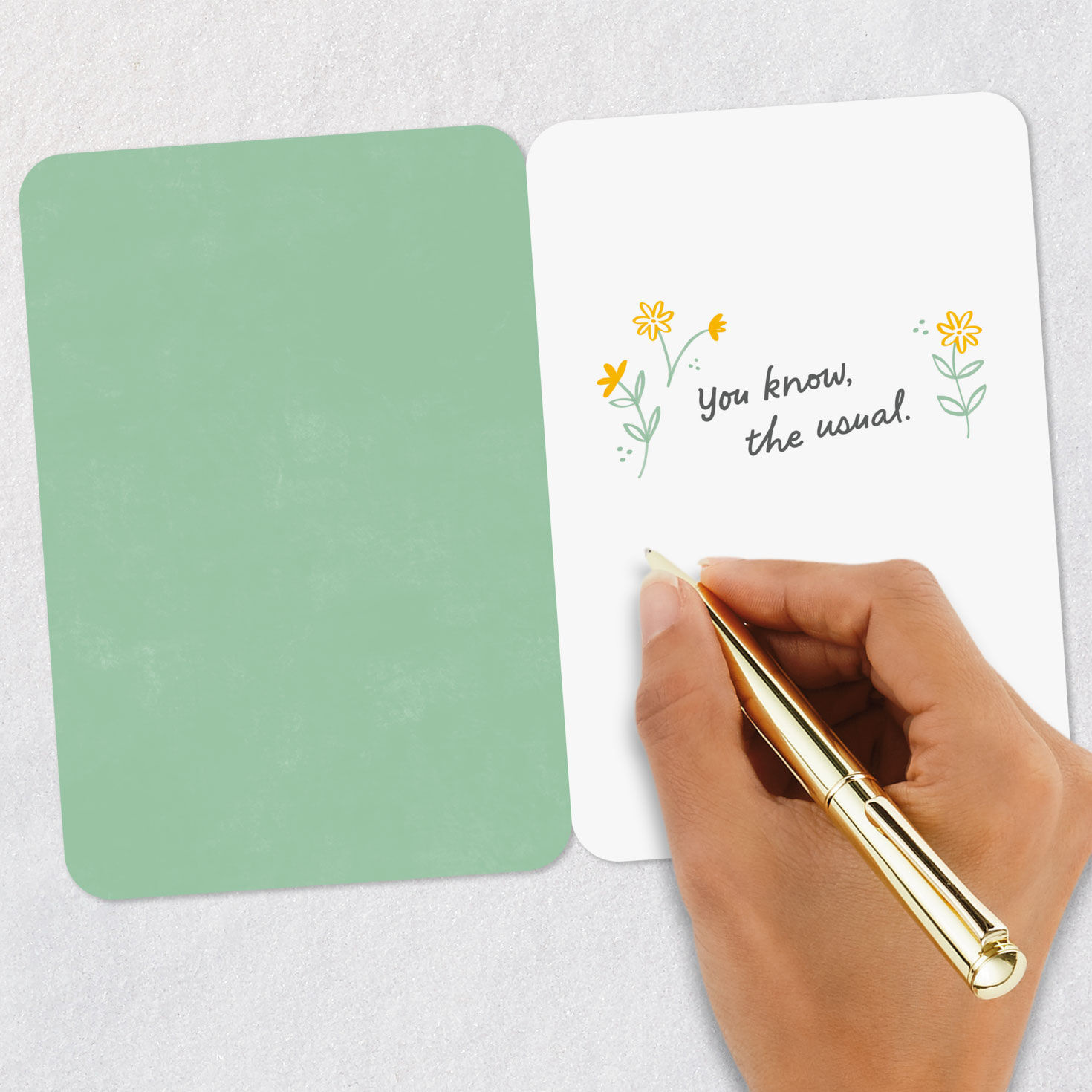 Flowers on Green Thinking of You Card Signing card image number 6