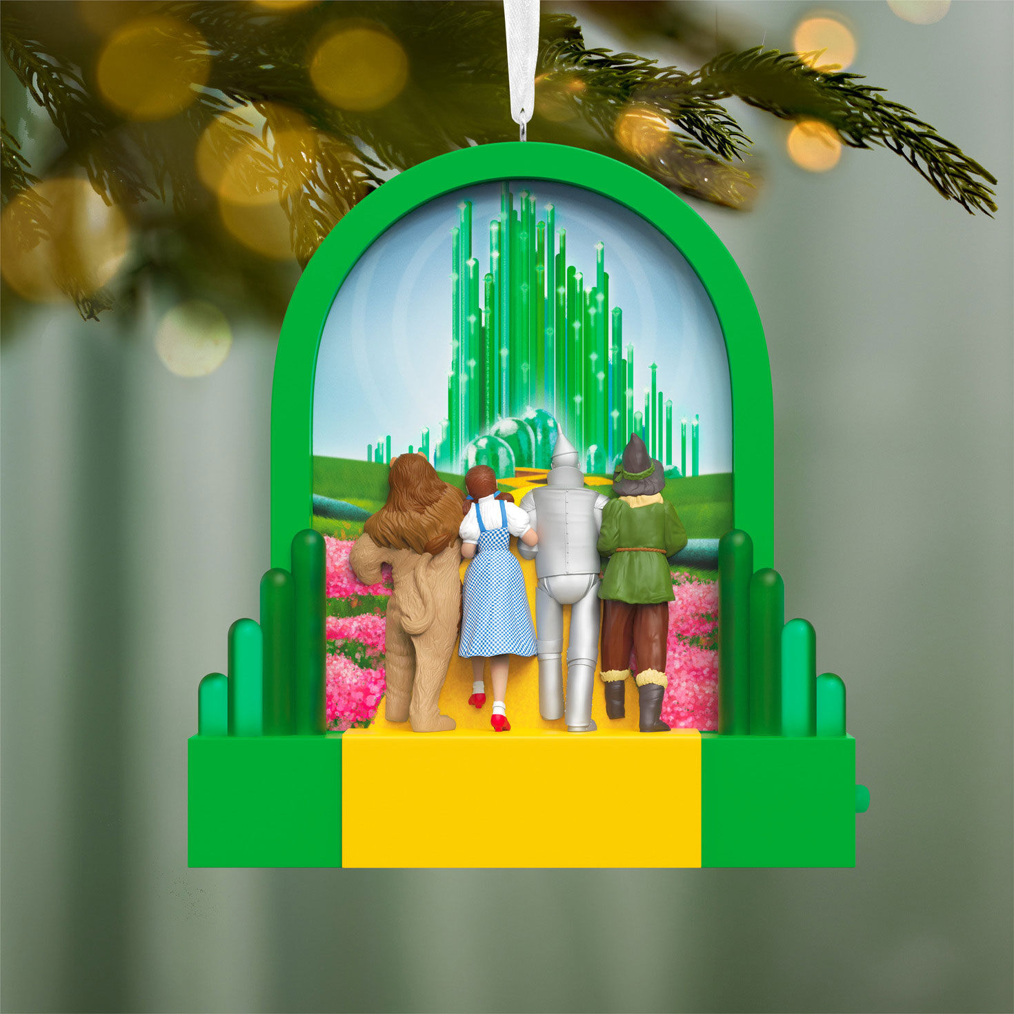 Wizard of Oz to Emerald City Keepsake Ornament hanging on tree image number 2
