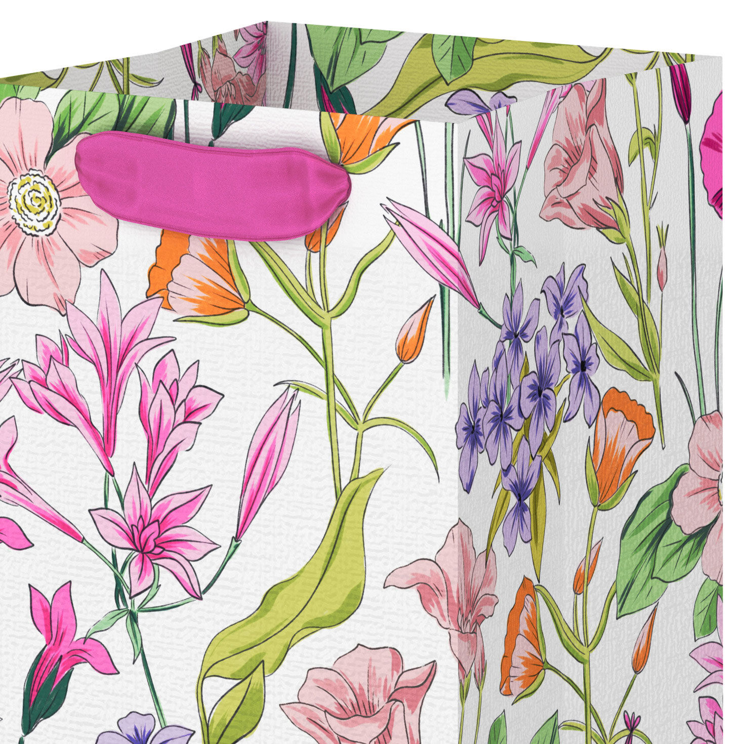 Pink and Purple Flower Illustrations Wine Bag Handle Detail image number 4
