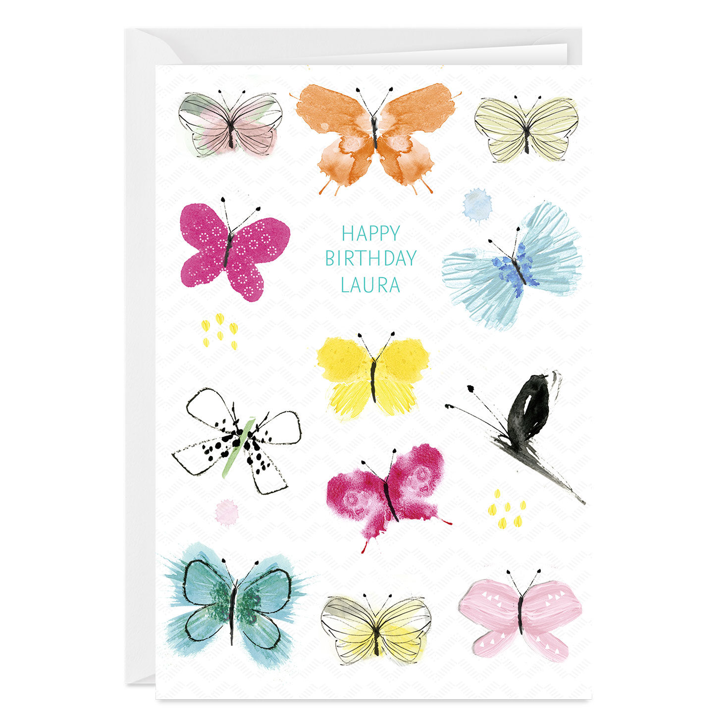 Butterflies and Happiness Custom Birthday Card