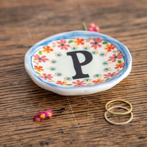 Natural Life Initial Trinket Dish, P, 