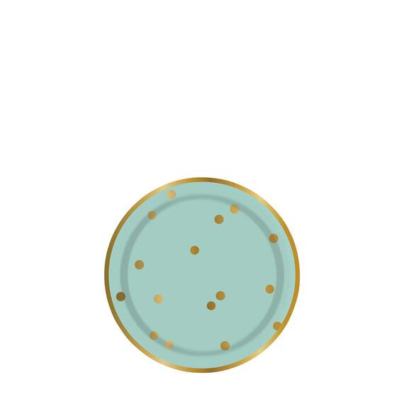 Gold Dots on Mint Green Small Paper Plates, Pack of 10, , large image number 1