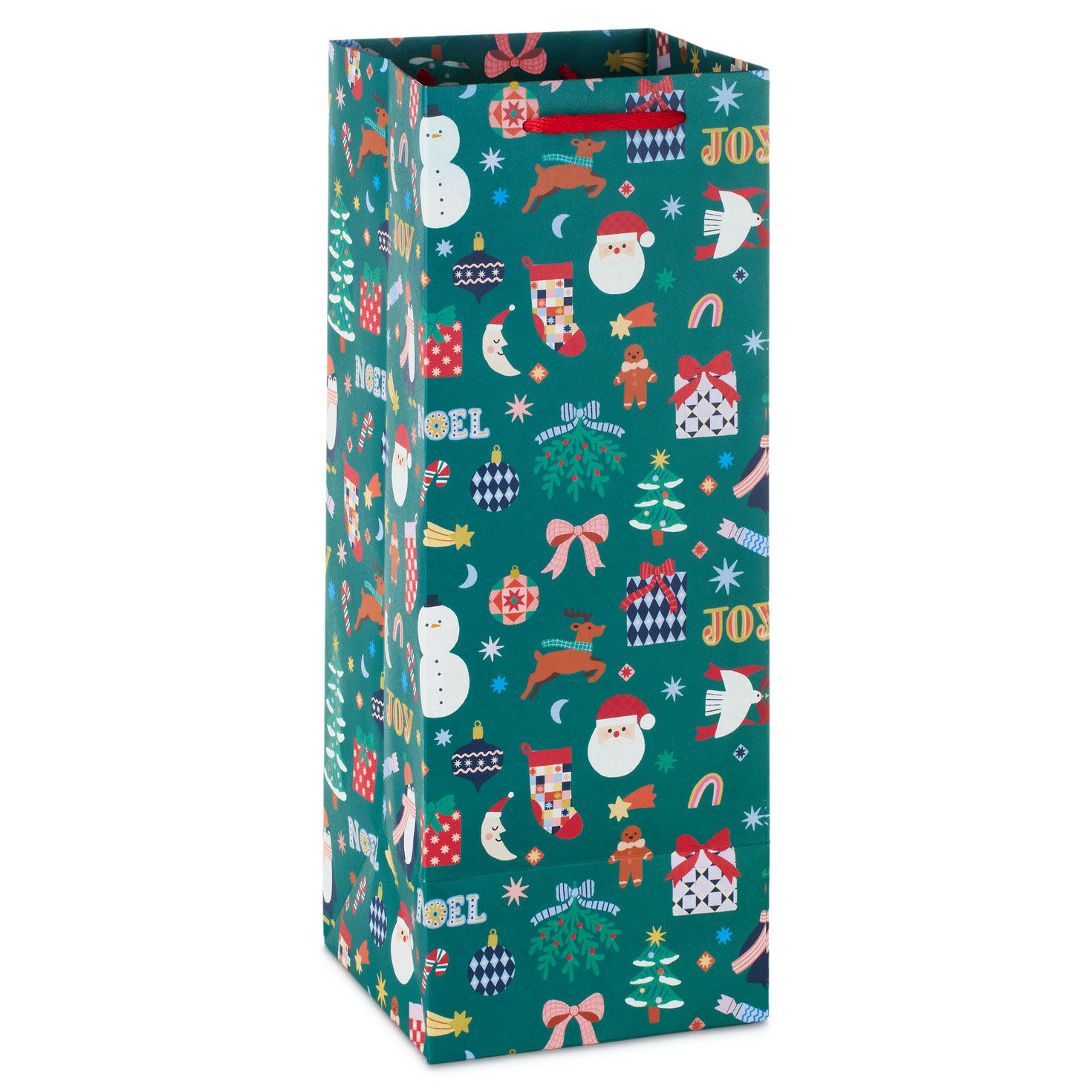 Cute Icons on Large Green Christmas Bottle Bag back image number 6