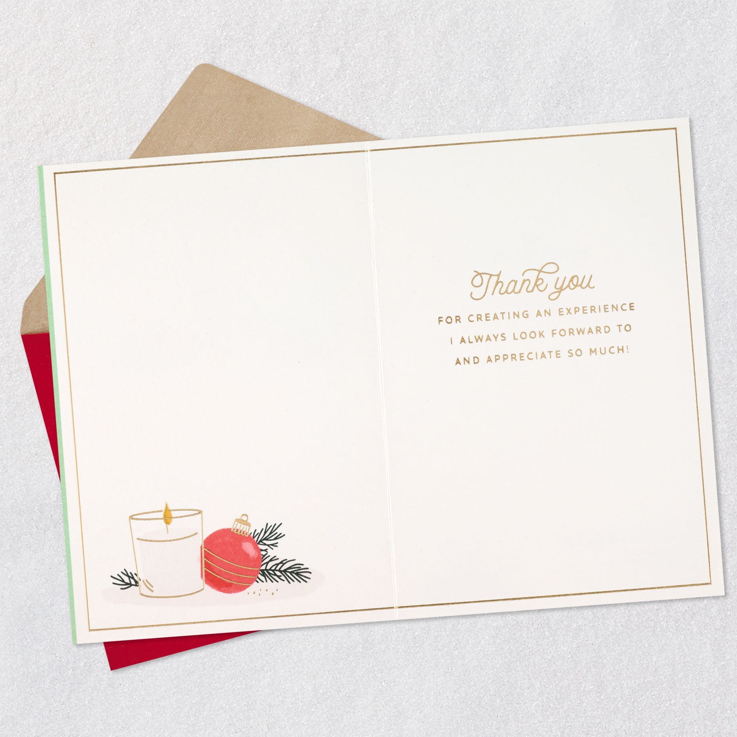 Ornaments with Candle and Essential Oils Christmas Card Open card with envelope image number 3