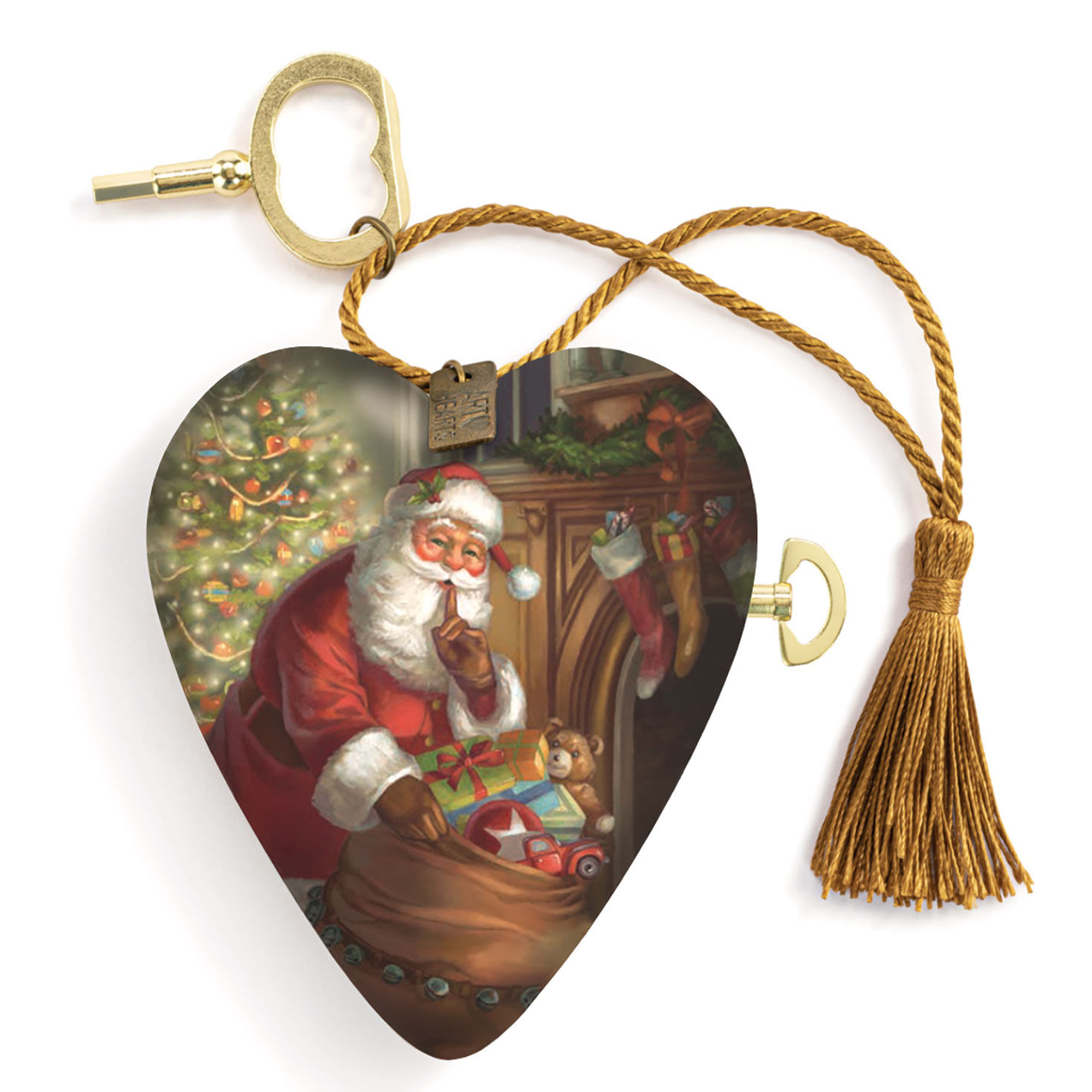 Demdaco Santa Musical Art Heart With Key Stand
