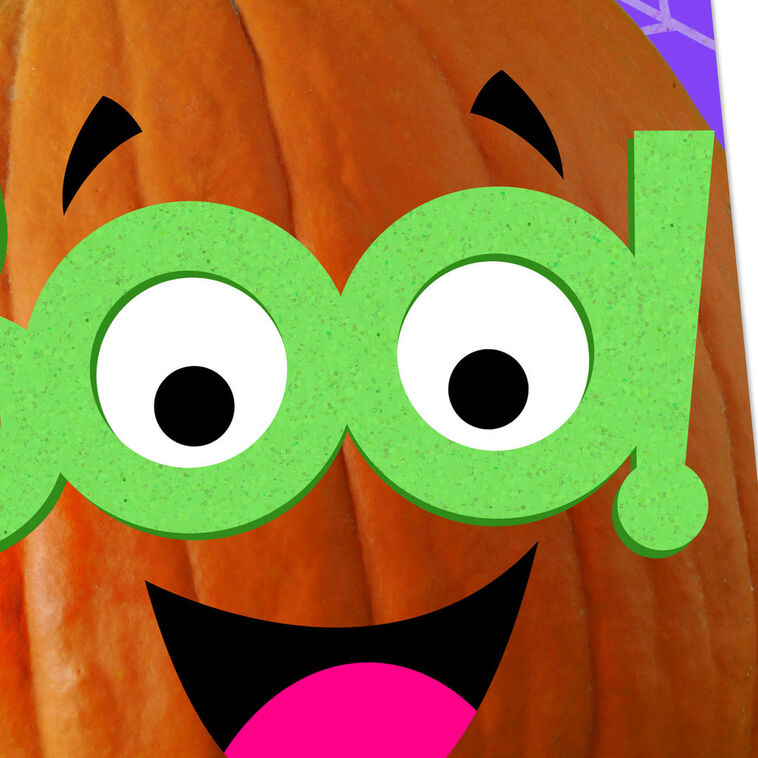 Pumpkin With Boo Glasses Kids Halloween Card Card Front Detail image number 4